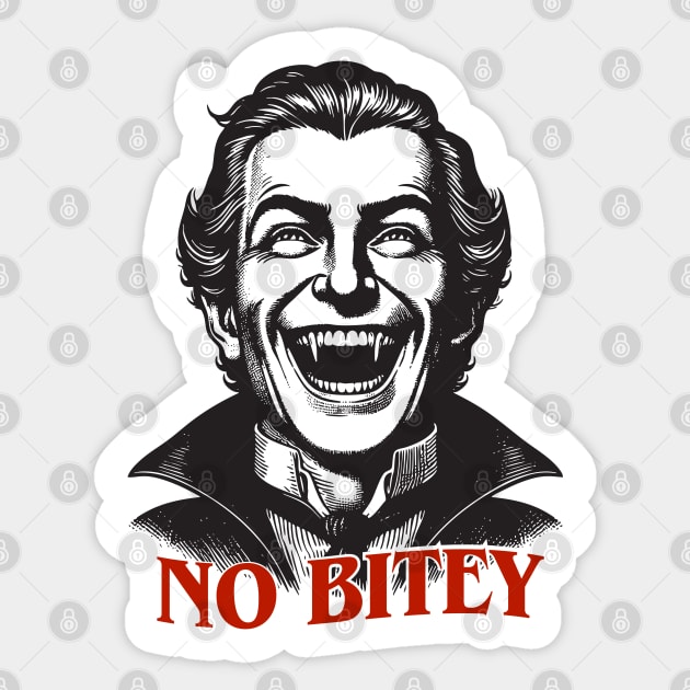 No Bitey – Funny Vintage Dracula Vampire Halloween Design Sticker by Butter Creative